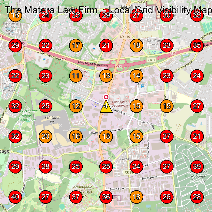The Matera Law Firm GeoGrid visibility map for Law Firm in Syosset